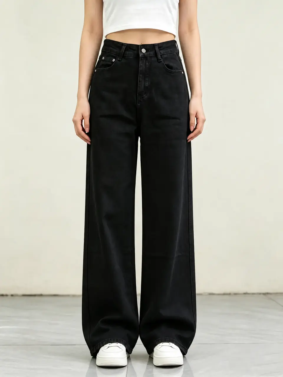 GD DENIM style 13555 black wide-leg jeans