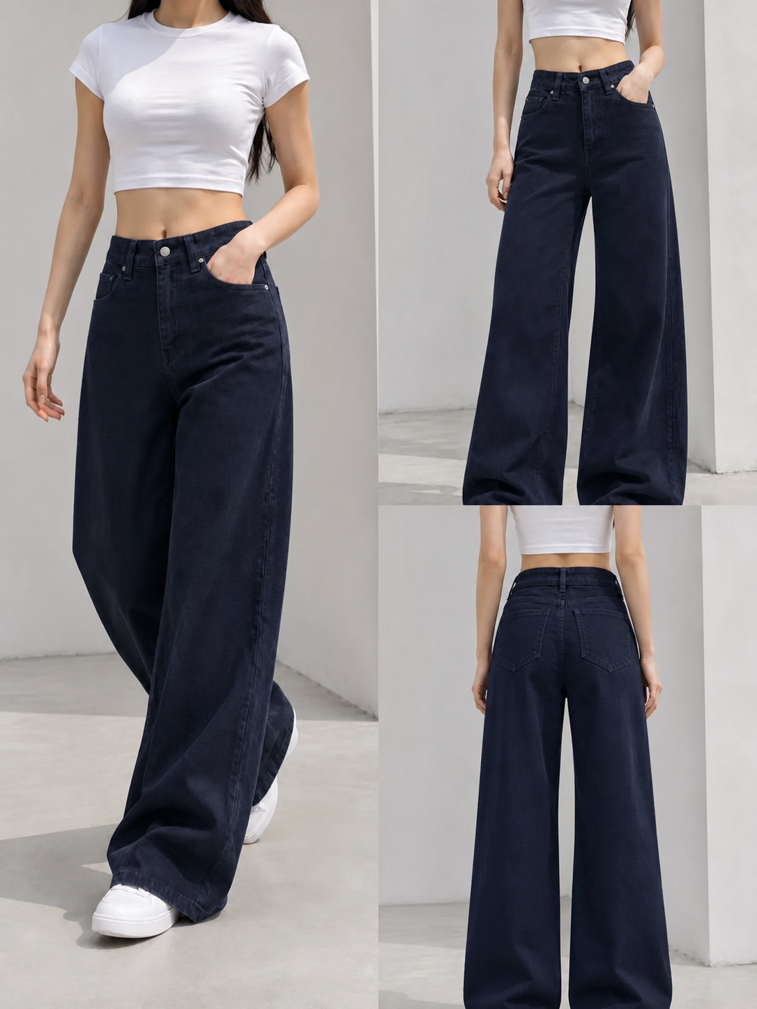 GD DENIM style 31582-4 navy wide-leg jeans