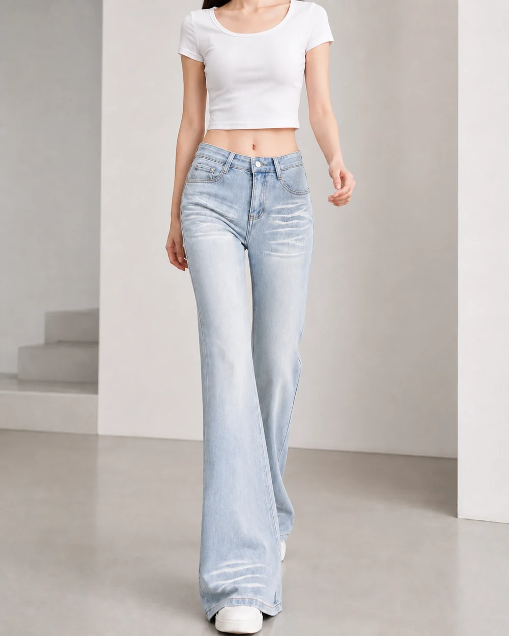 GD DENIM style 13280-33 Light-wash stretch flare