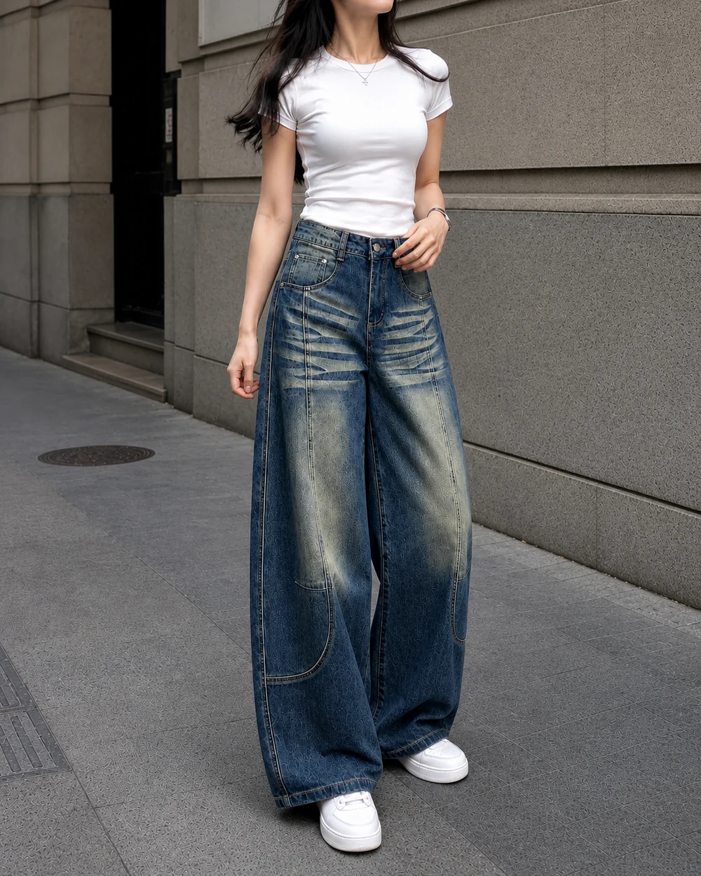 GD DENIM style 13551-20 Stretch wide-leg jeans