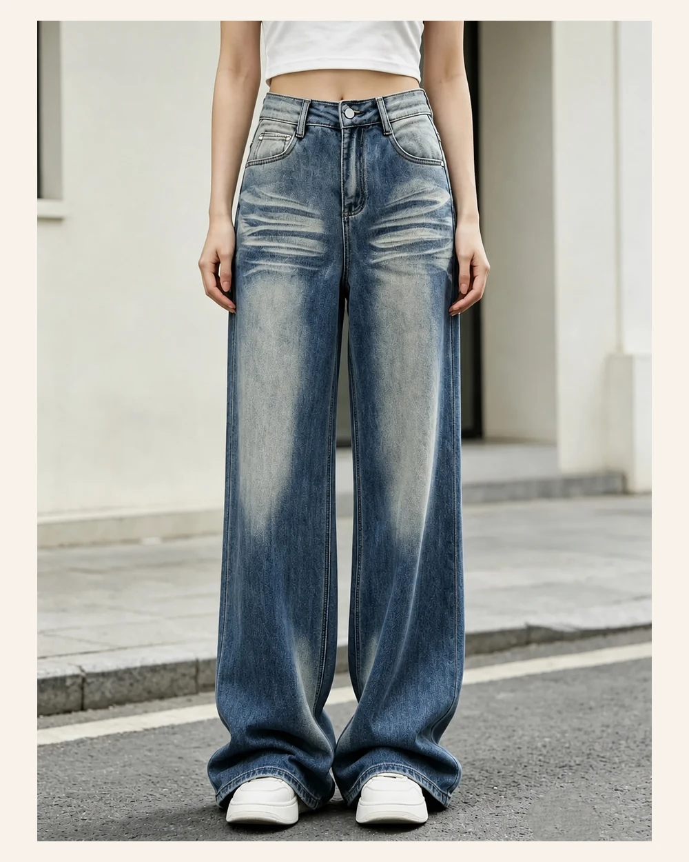 GD DENIM style 13553-21 Washed stretch wide-leg