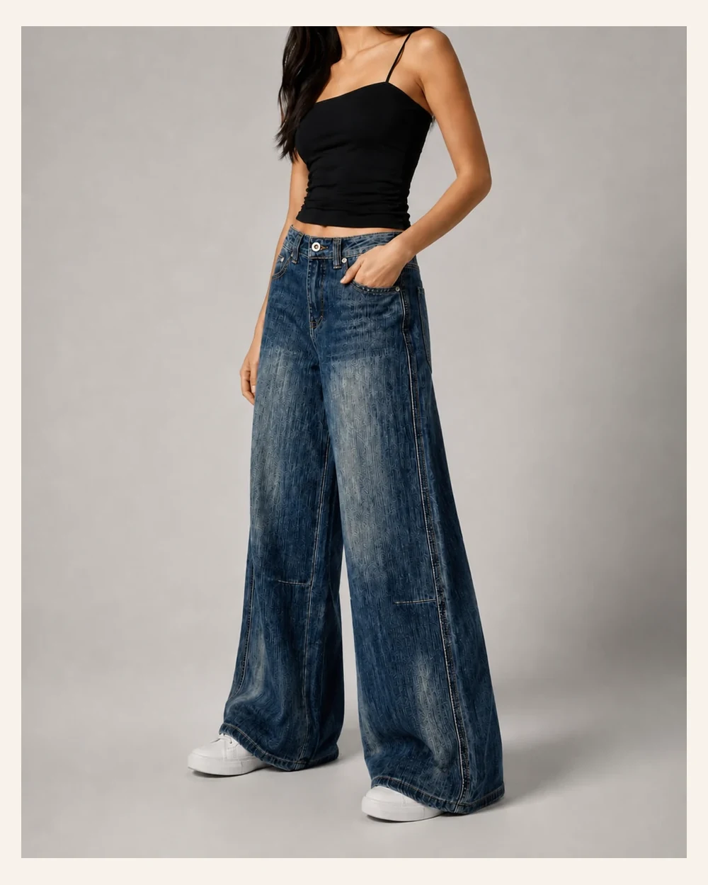 GD DENIM style 13559-19 Full-length stretch wide-leg