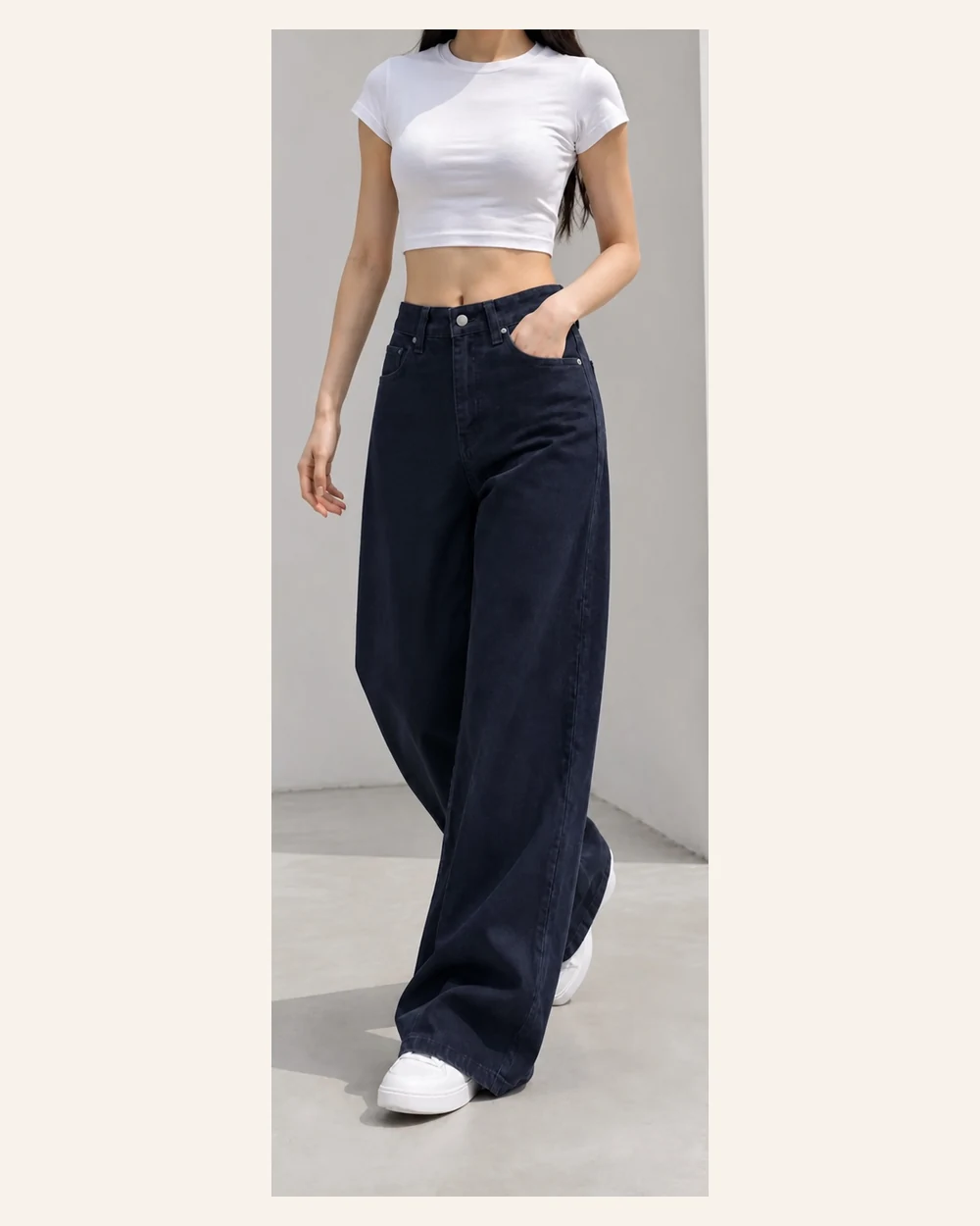 GD DENIM style 31582-4 Deep navy stretch wide-leg