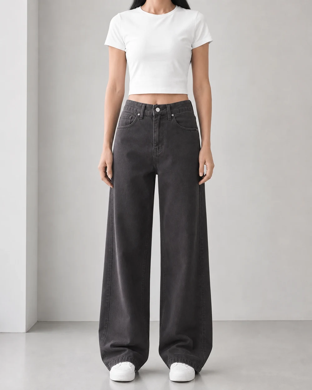 GD DENIM style 31582-5 Coffee stretch wide-leg