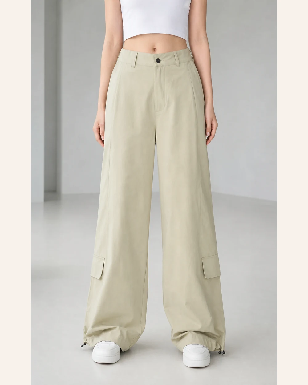 GD DENIM style 3306 Khaki cargo wide-leg