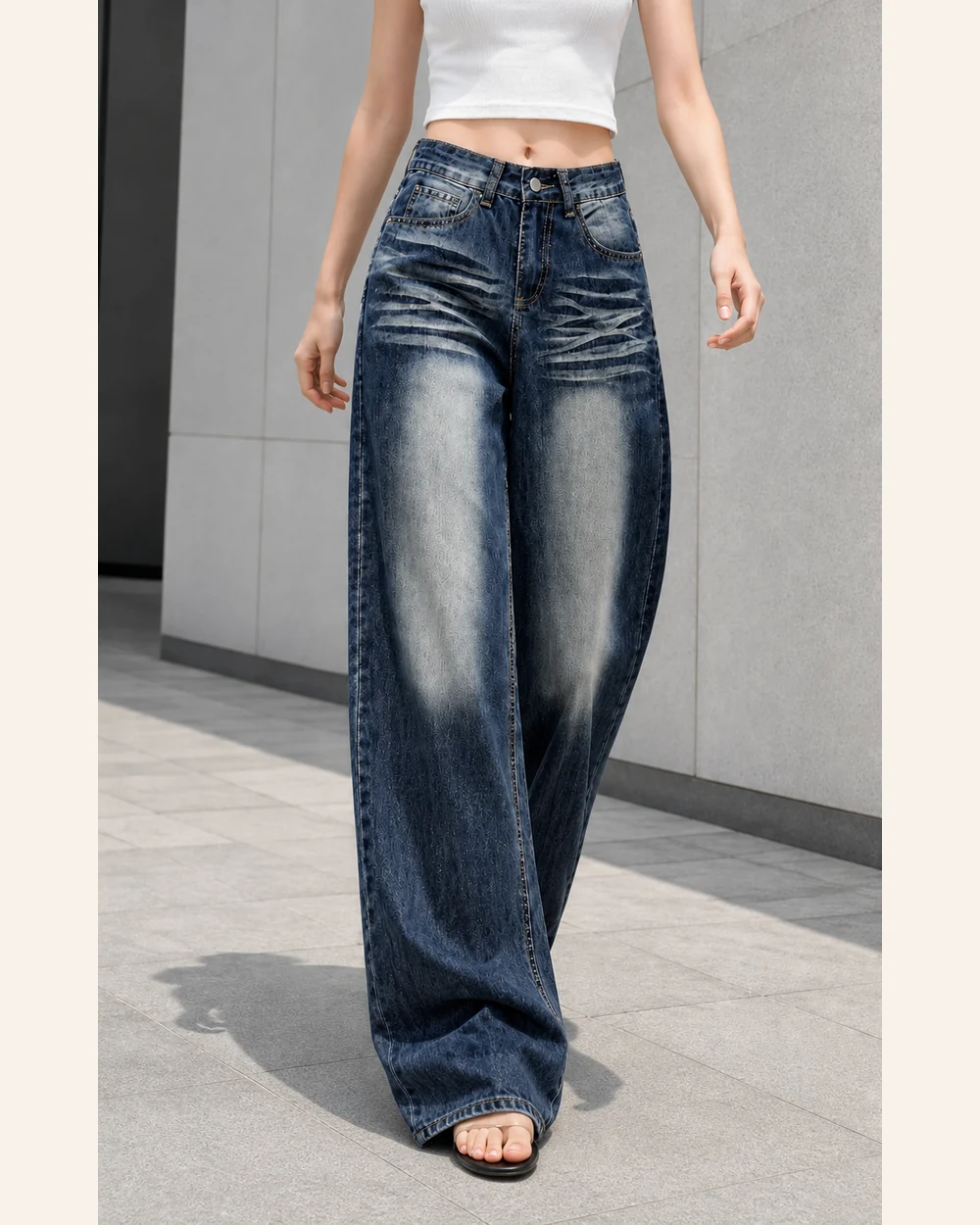 GD DENIM style 8113-3 Vintage washed wide-leg