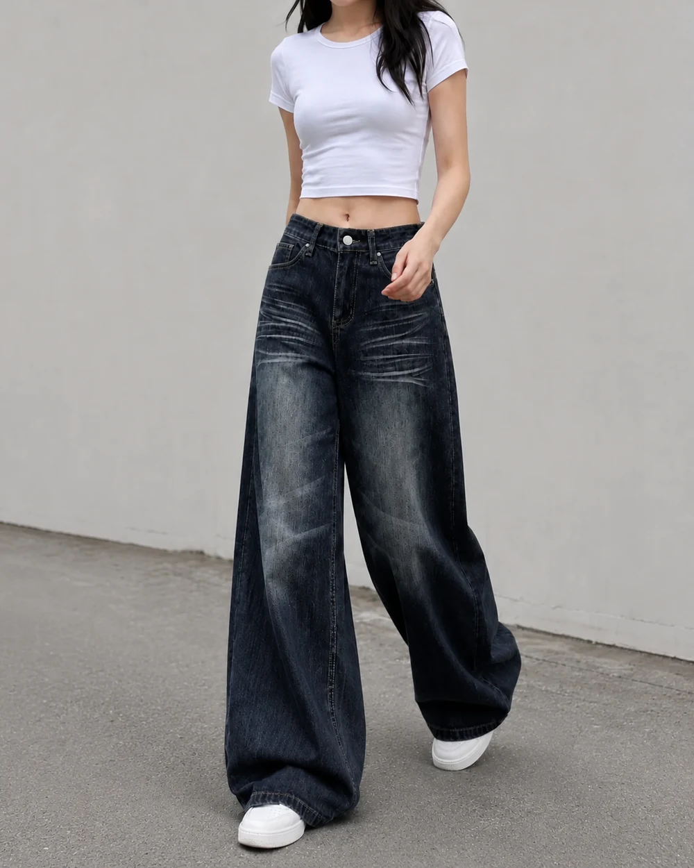 GD DENIM style 846-3 Stretch washed wide-leg