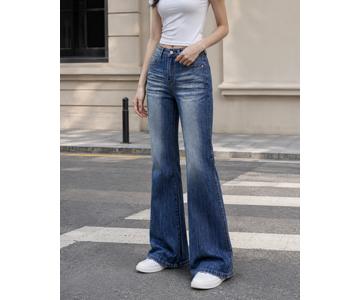 GD DENIM official style WJ-001 High-rise stretch deep blue washed flare jeans