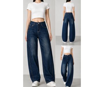 GD DENIM official style WJ-012 High-rise stretch black wide-leg jeans
