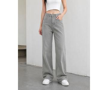 GD DENIM official style WJ-015 High-rise stretch black washed wide-leg jeans