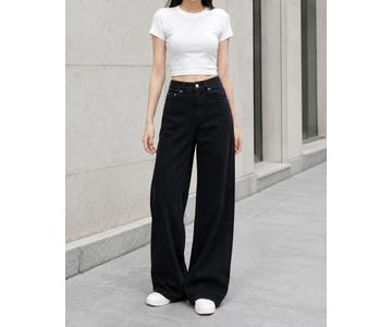 GD DENIM official style WJ-017 High-rise stretch light blue washed wide-leg jeans