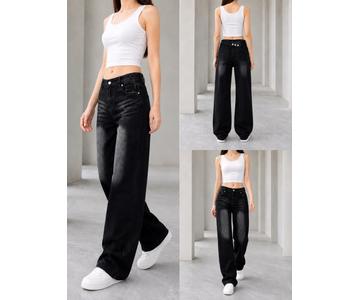 GD DENIM official style WJ-026 High-rise stretch deep blue washed flare jeans